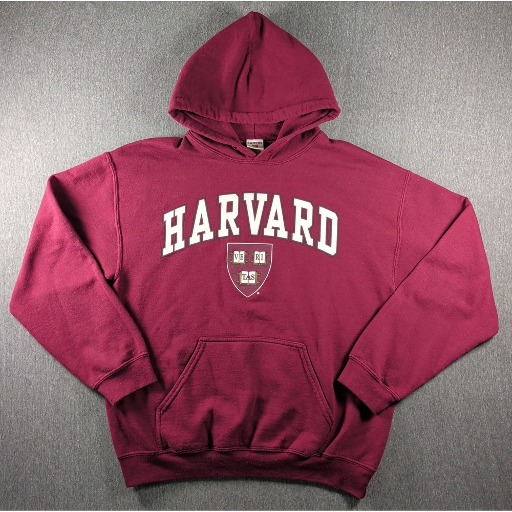 HARVARD Hoodie Pullover Sz Med Burgundy Preppy Academia Collegiate Crimson Mass